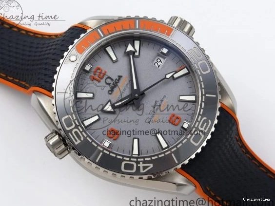 0415 Comfortable Planet Ocean 43.5mm SS VSF 1:1 Best Edition Black Orange Bezel Gray Dial on Nylon Strap A8900 Super Clone V 7730